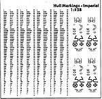 BECC Hull Waterline Markings Imperial White 1:128 Scale