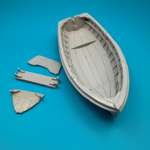 10.5ft Dinghy/Workboat Clinker Transom Stern 100mm 1:32 Scale