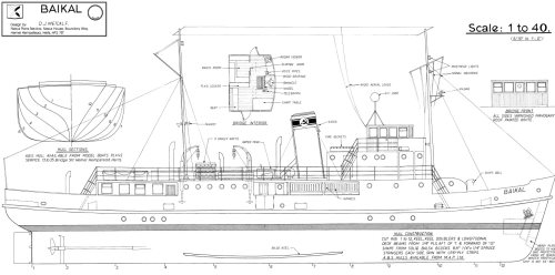 Baikal Model Boat Hull Fibreglass 1:40 Scale